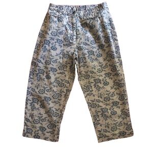 J. Jill Women’s Pants Wide Leg Size 6 Cropped Gray and Blue Capris Beachy